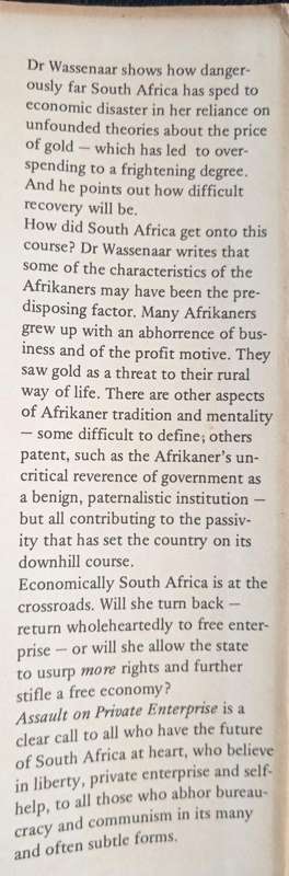 Assault on Private Enterprise The Freeway to Communism by A D Wassenaar