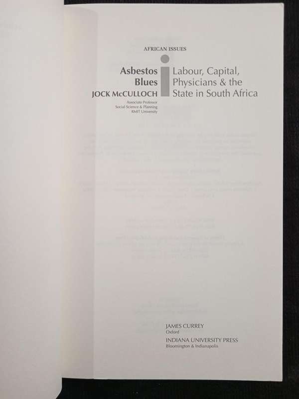 Asbestos Blues by Jock McCulloch