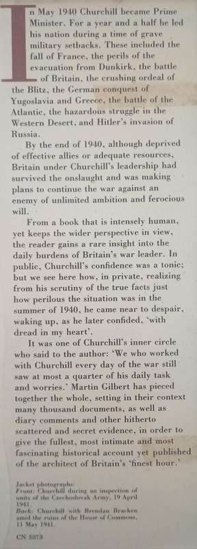 Finest Hour Winston Churchill 1939-1944 by Martin Gilbert