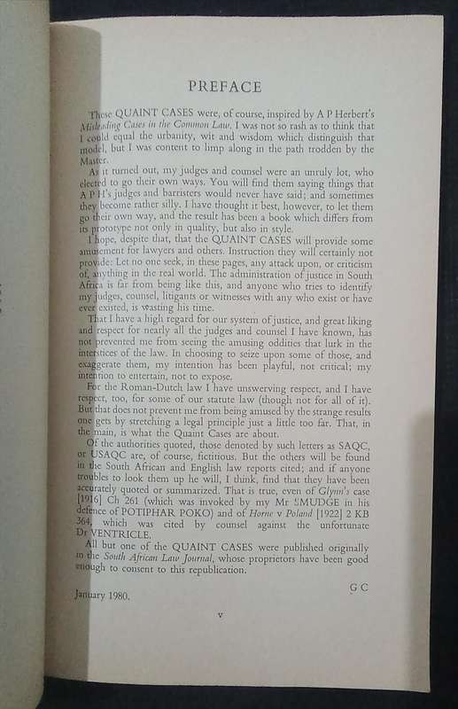 22 Quaint Cases in the South African Law by George Colman
