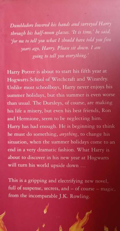 Harry Potter and the Order of the Phoenix by J L Rowling
