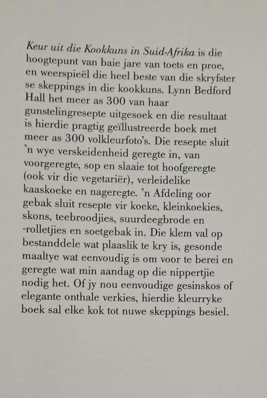 Keur Uit Die Kookkuns in Suid-Afrika by Lynn Bedford