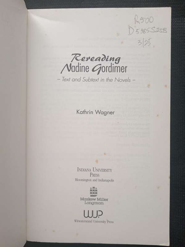 Rereading Nadine Gordimer by Kathrin Wagner