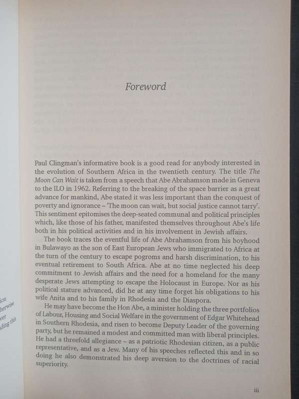 The Moon Can Wait A Biography of The Hon A E Abrahamson by Paul Clingman