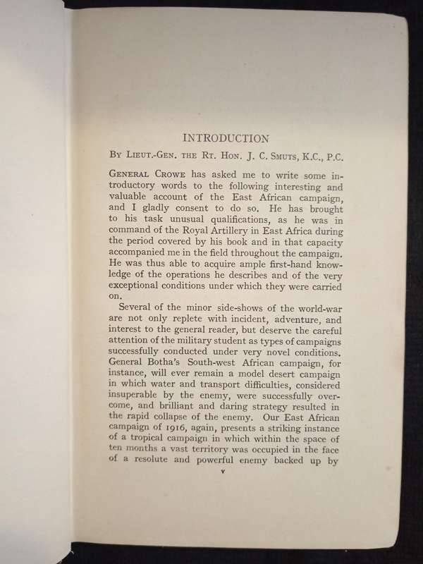 General Smuts' Campaign in East Africa by Brig Gen JHV Crowe CB