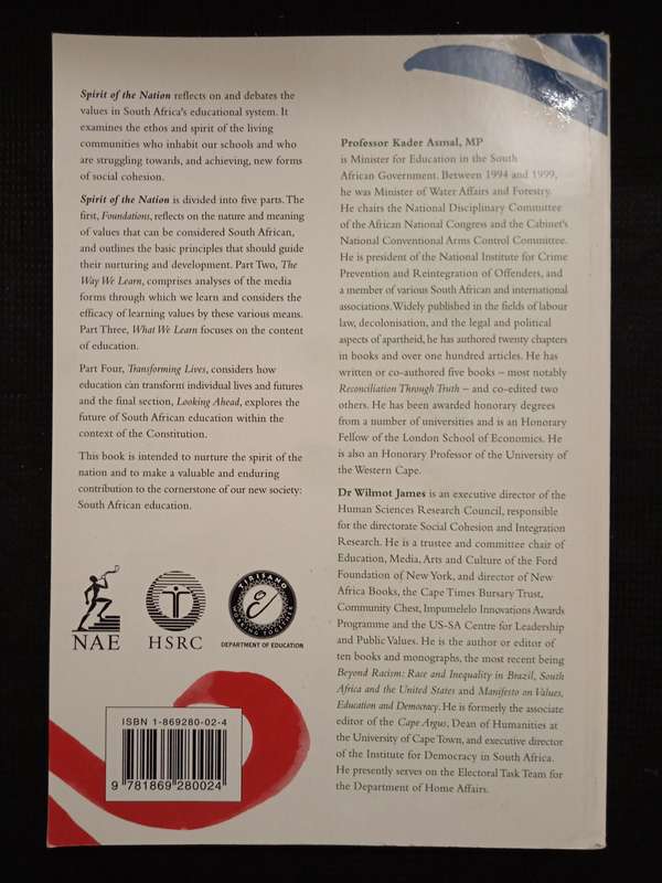 Spirit of the Nation Edited by Kader Asmal & Wilmot James