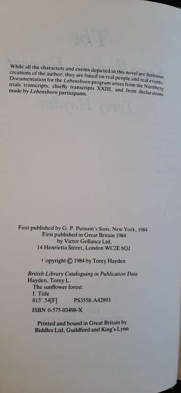 The Sunflower Forest by Torey Hayden (First Edition)