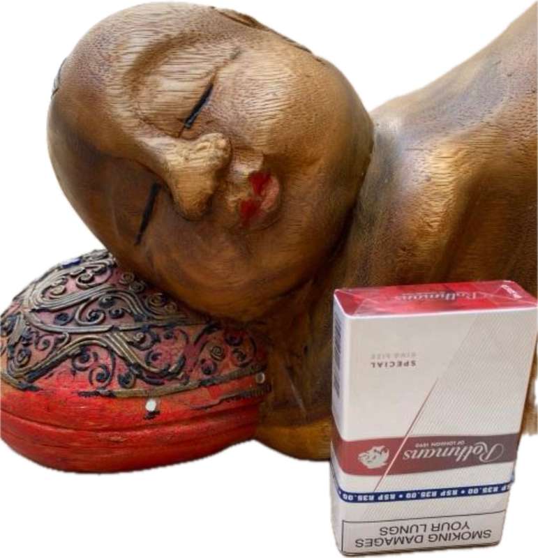 vintage asian sleeping buddha boy hand carved large wood sculpture figure