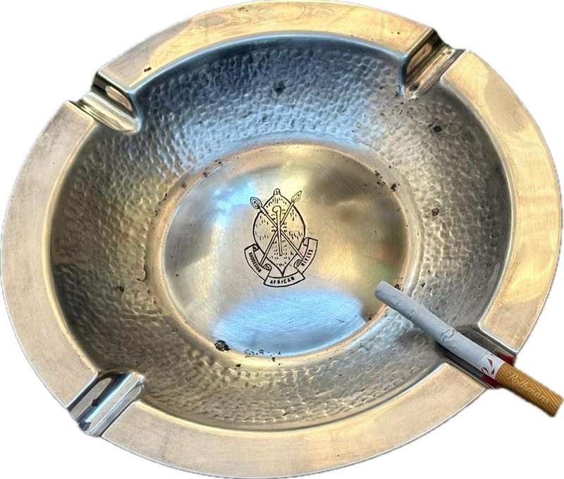 rare Rhodesian African Rifles silver plate  ashtray