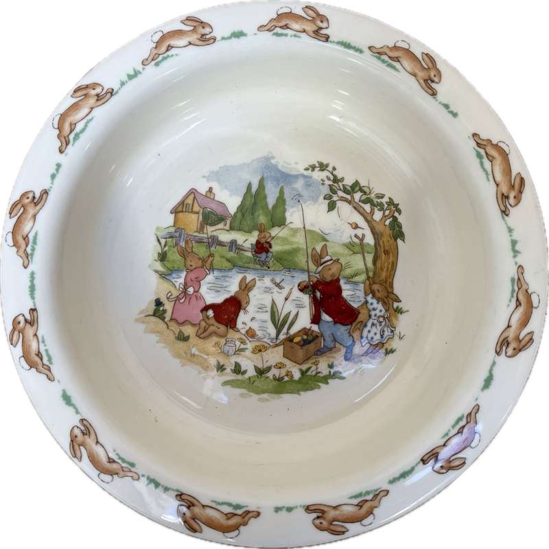 Vintage Bunnykins porridge bowl fishing at the lake