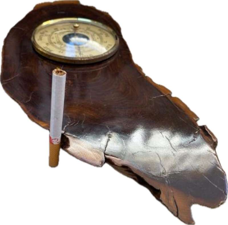 Vintage baromaster barometer wall hung on wood base