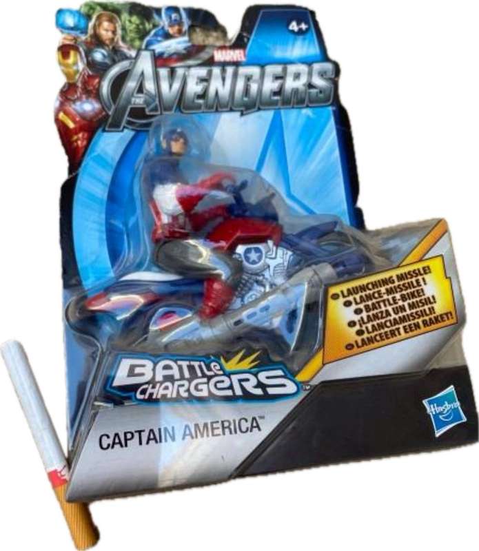 Marvel avengers captain America figure , motorbike with weapon 2011 Hasbro battle chargers
