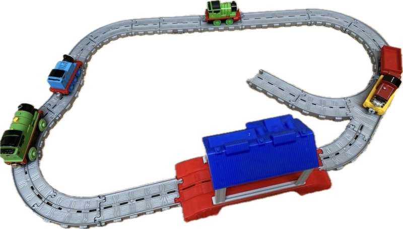 Vintage Tomy train station SET 2016 Gullana Percy train 2002 , plus 2013 train lot 3 & carriage