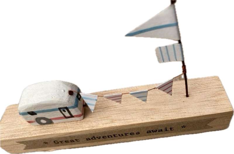 Quayside Caravan Ornament Mini Rustic Wooden Seaside Decoration East of India