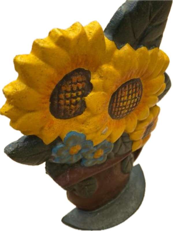 vintage cast iron door stop doorstop doorstopper sunflowers sunflower