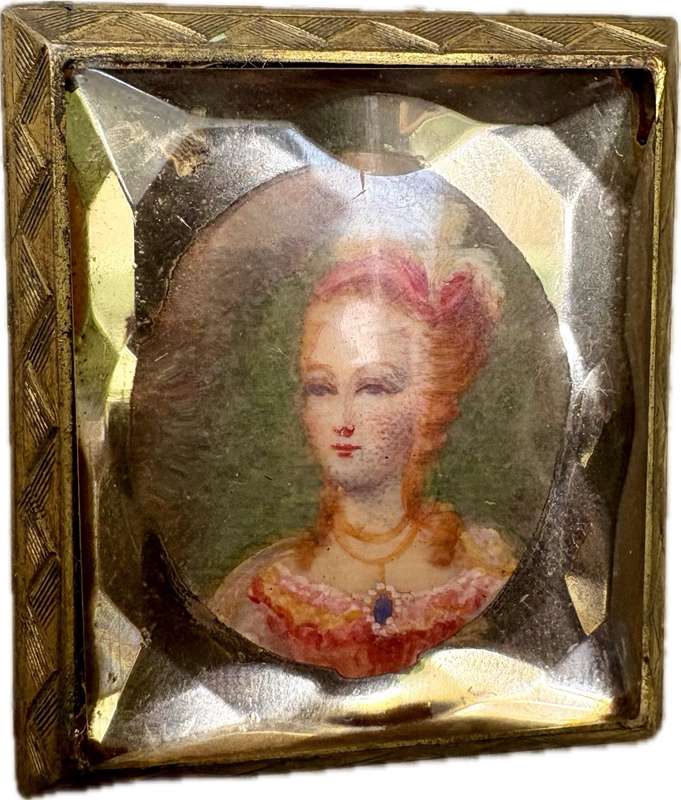 Antique hand painted brooch 18th century style