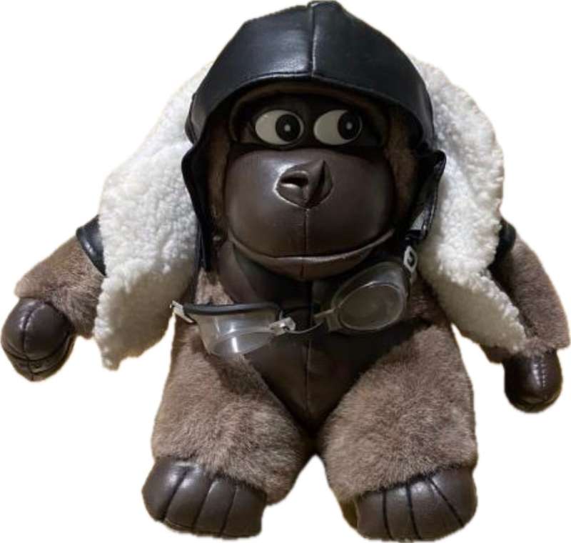 VINTAGE rare TB TRADING CO. PLUSH BROWN APE GORILLA character aviation aviator doll