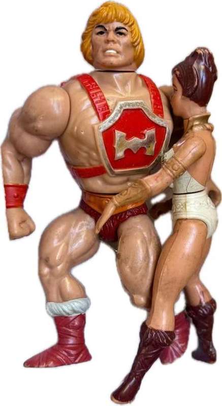 1981 He Man of He-Man Masters of the Universe Teela figure pair with props