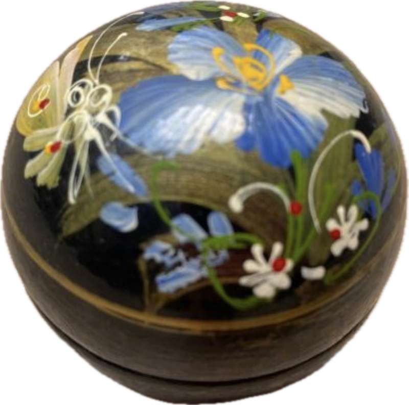 vintage hand painted trinket box wood round