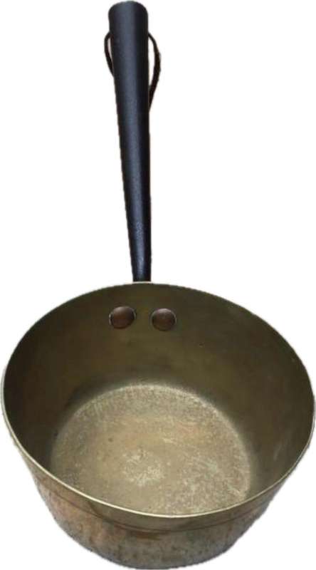 vintage heavy brass pot pan with metal handle , COUNTRY KITCHEN