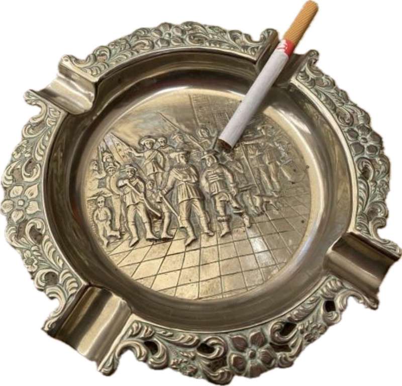 vintage Dutch 3d siver plate cigar ashtray , coin tray