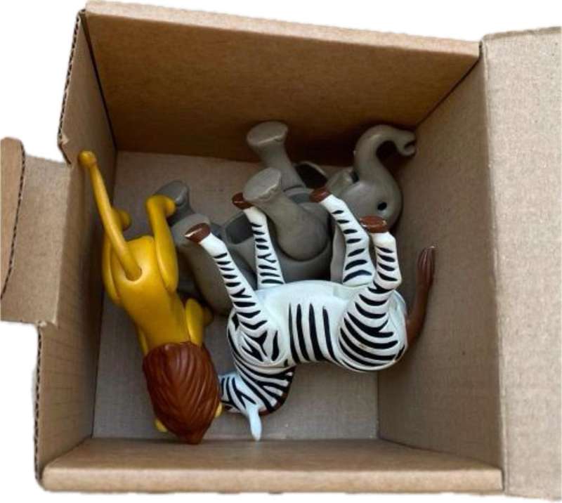 vintage playmobil elephant 1980 with zebra and Lion figures figure