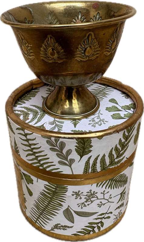 Vintage brass incense offering cup