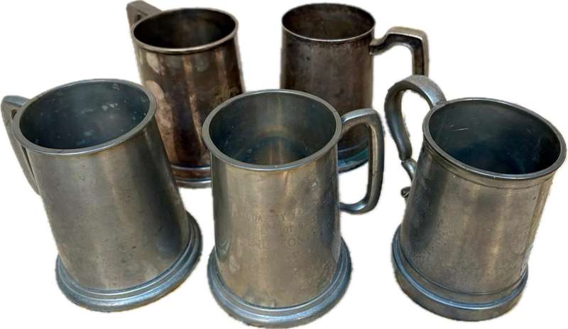 Vintage Glass bottom tankard lot of 5