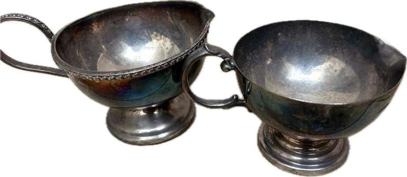 Vintage gravy bowl silver-plate on copper pair