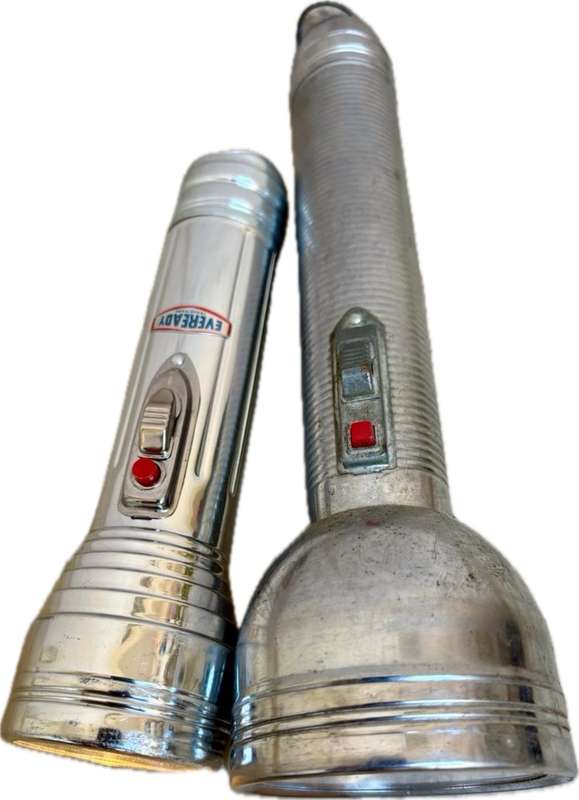 VINTAGE EVEREADY ALUMINIUM TORCH pair