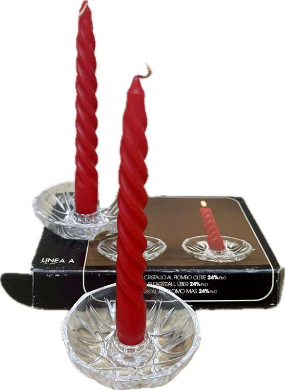 Vintage SET OF RCR, ROYAL CRYSTAL ROCK CANDLE HOLDERS, LEAD CRYSTAL Plus candles NIB