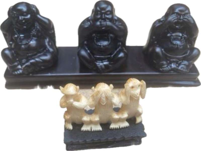 Three Wise Buddha Hear Speak See No Evil Black Resin Statue Sculpture Ornament 3 wise monkey friends
