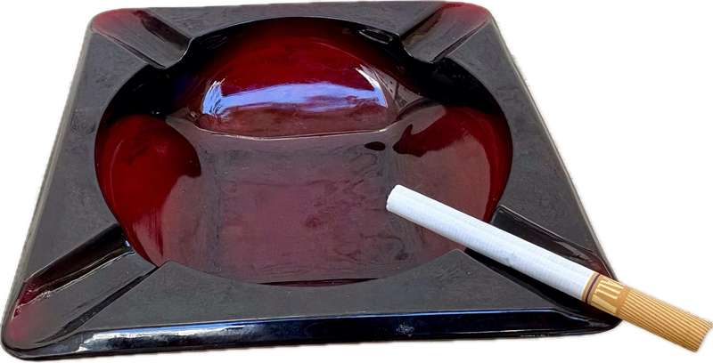 Vintage Anchor hocking ruby red glass ashtray