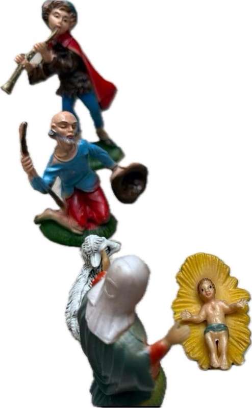 Vintage nativity set pvc Italy 10 piece