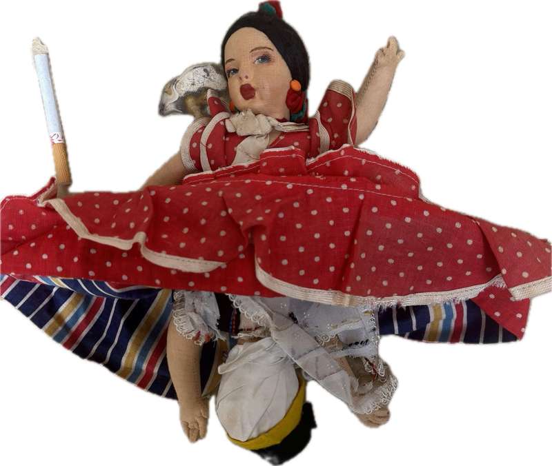 Vintage Portuguese topsy turkey doll tlc