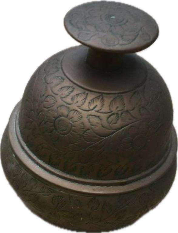 vintage brass elephant claw bell with stand , large size