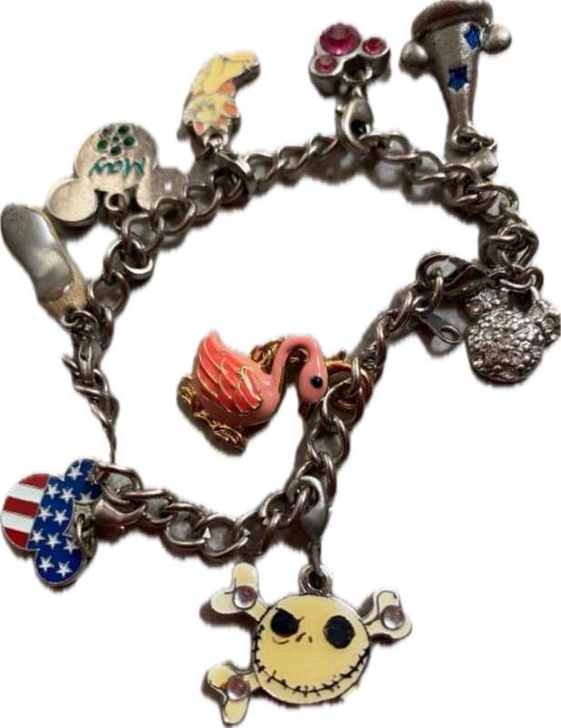 Disney Girls charm enamel bracelet with 9 removable charms