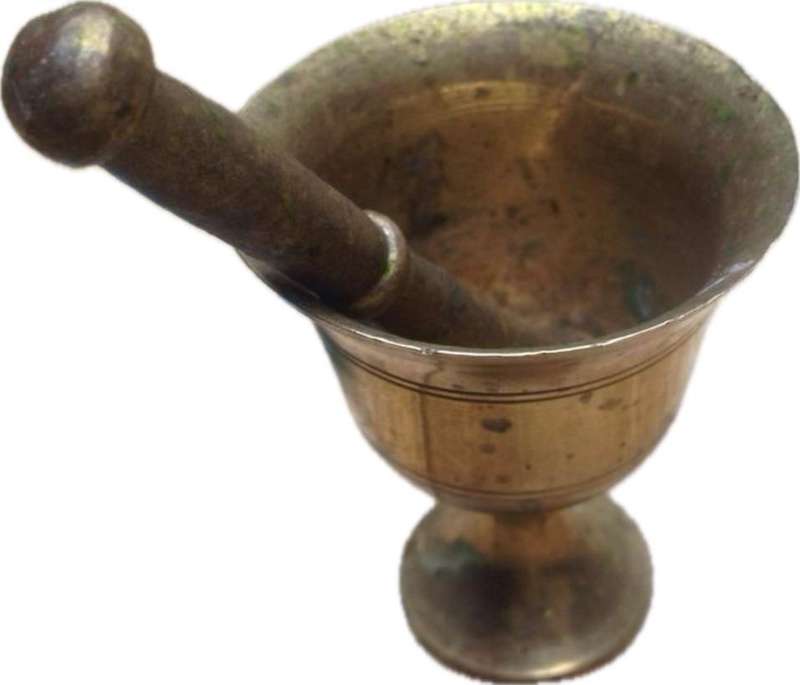vintage  mortar and pestle brass