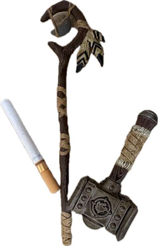 Warcraft Malfurion weapon pair , doom hammer + shaman staff