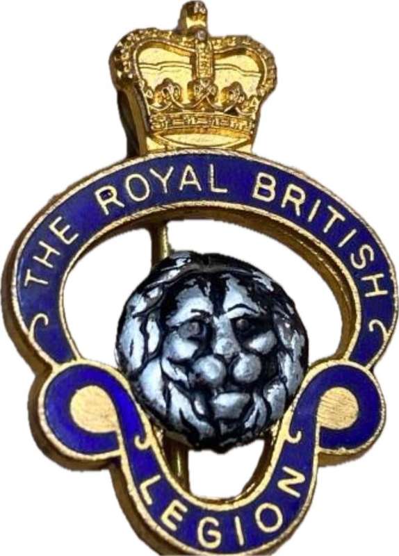 the royal british legion badge and RNA royal navy association badge pair