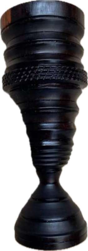 vintage treen heavy exotic dark wood turned goblet vase