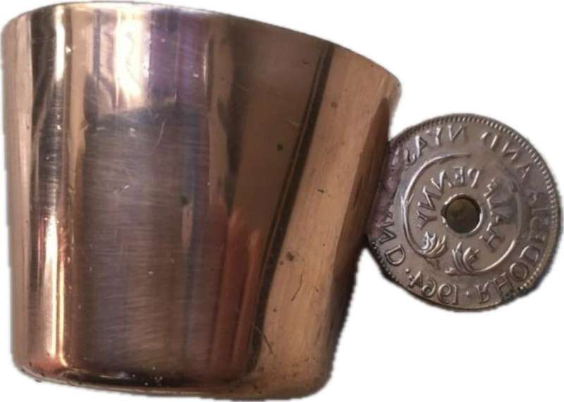 vintage copper shot cup half penny Rhodesia 1964