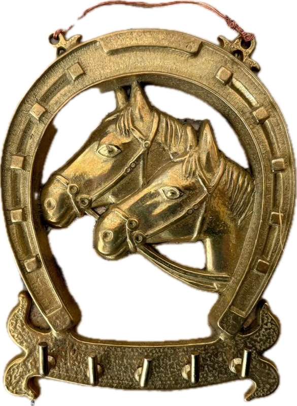 Vintage solid brass horse key holder , equestrian key hook