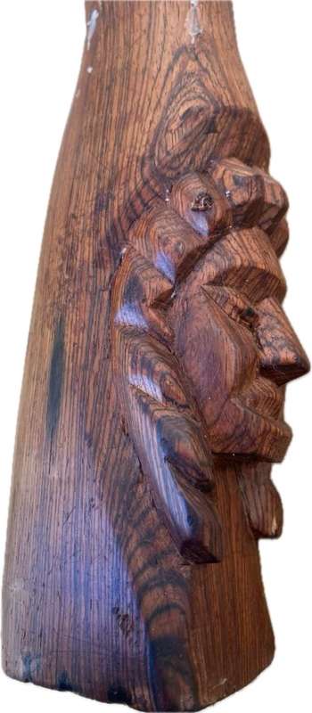 Vintage wood Indian totem hand statue candle holder