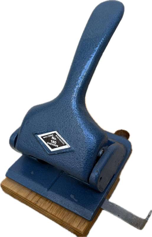 Vintage Waltons heavy steel paper  punch chevron 180 paper weight