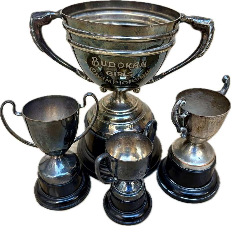 Vintage trophy medium  with 3 small blank trophies epns