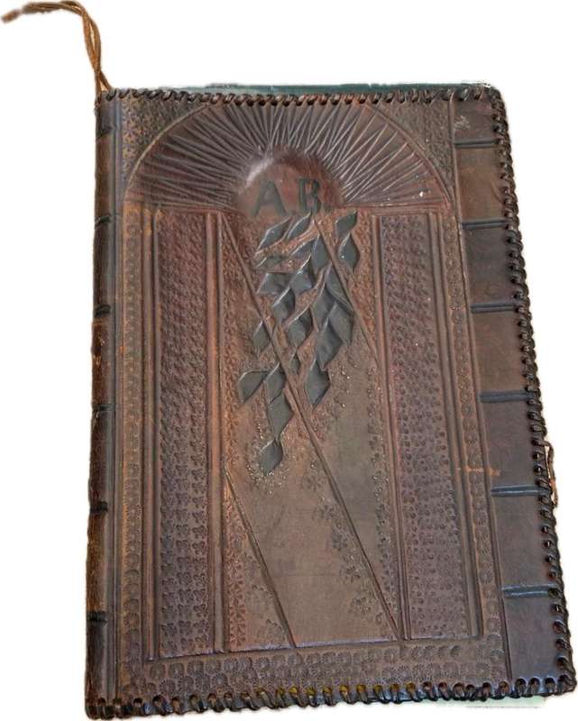Vintage leather journal cover with Croxley Cambric writing paper and envelopes