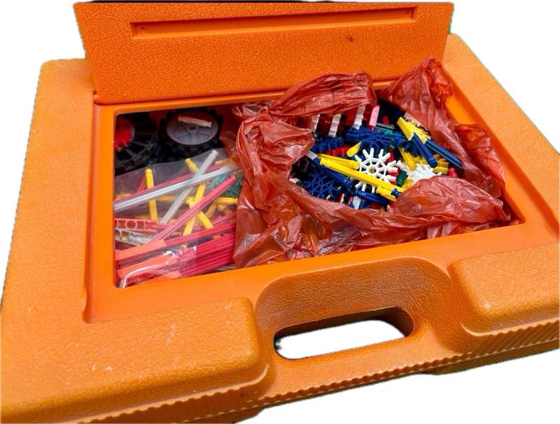 Vintage Knex k-Nex create and build toy bundle hard carry box lot orange