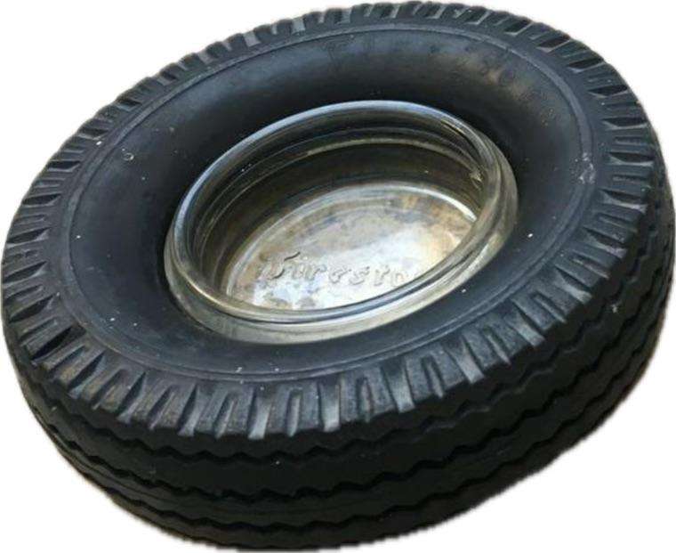 vintage firestone tyre ashtray, original Glass !