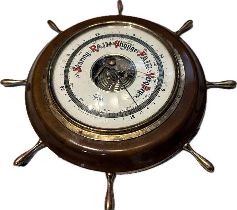 Vintage ships wheel  Barigo barometer west Germany